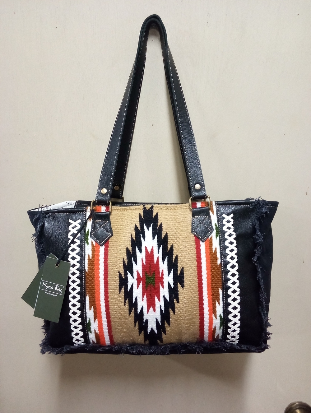 NWT Myra Bag Co Leather, Canvas, & Tapestry Tote Bag